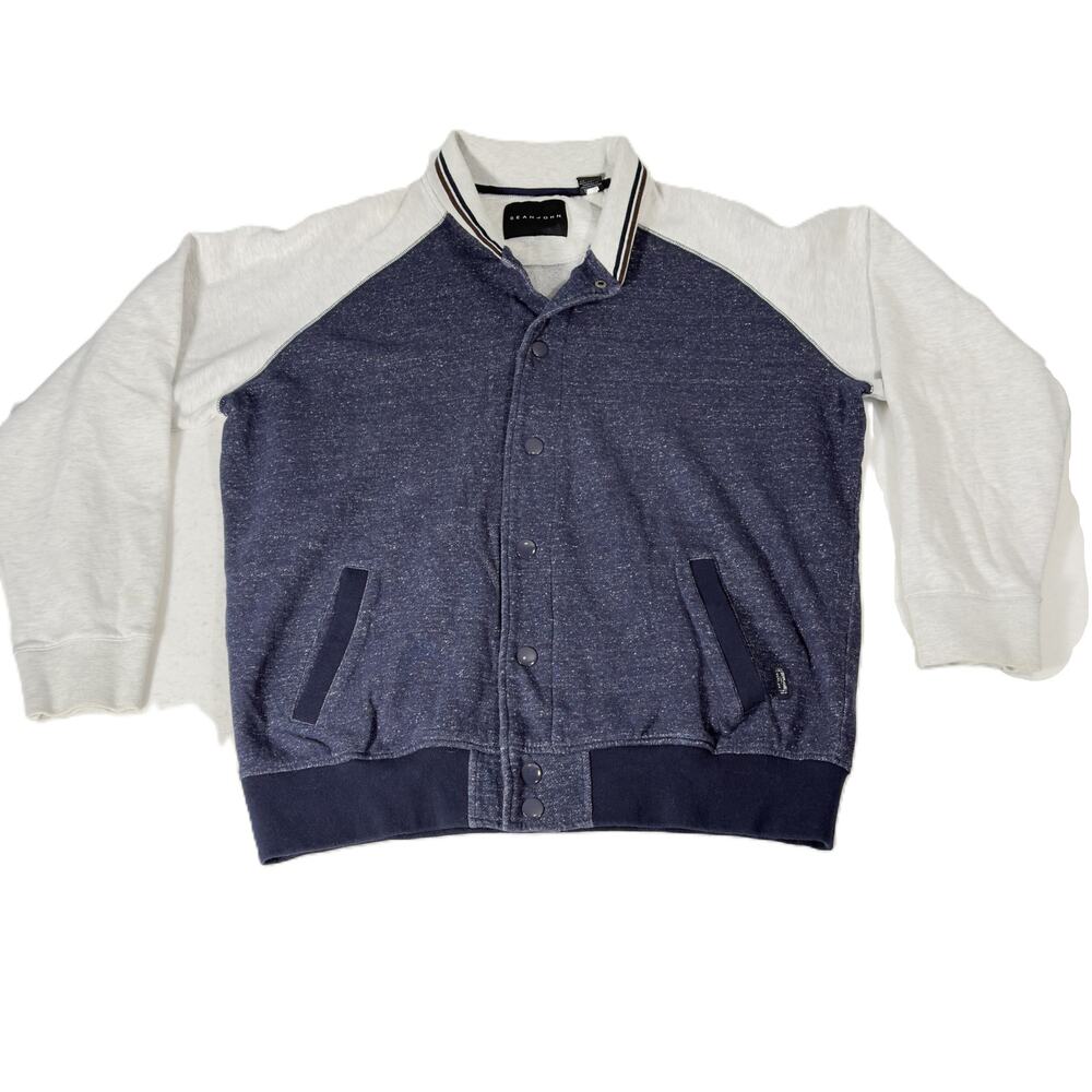 Sean John Fleece Shacket Snaps Jacket Men XXXL (3XL) Heathered Blue Grey Pockets